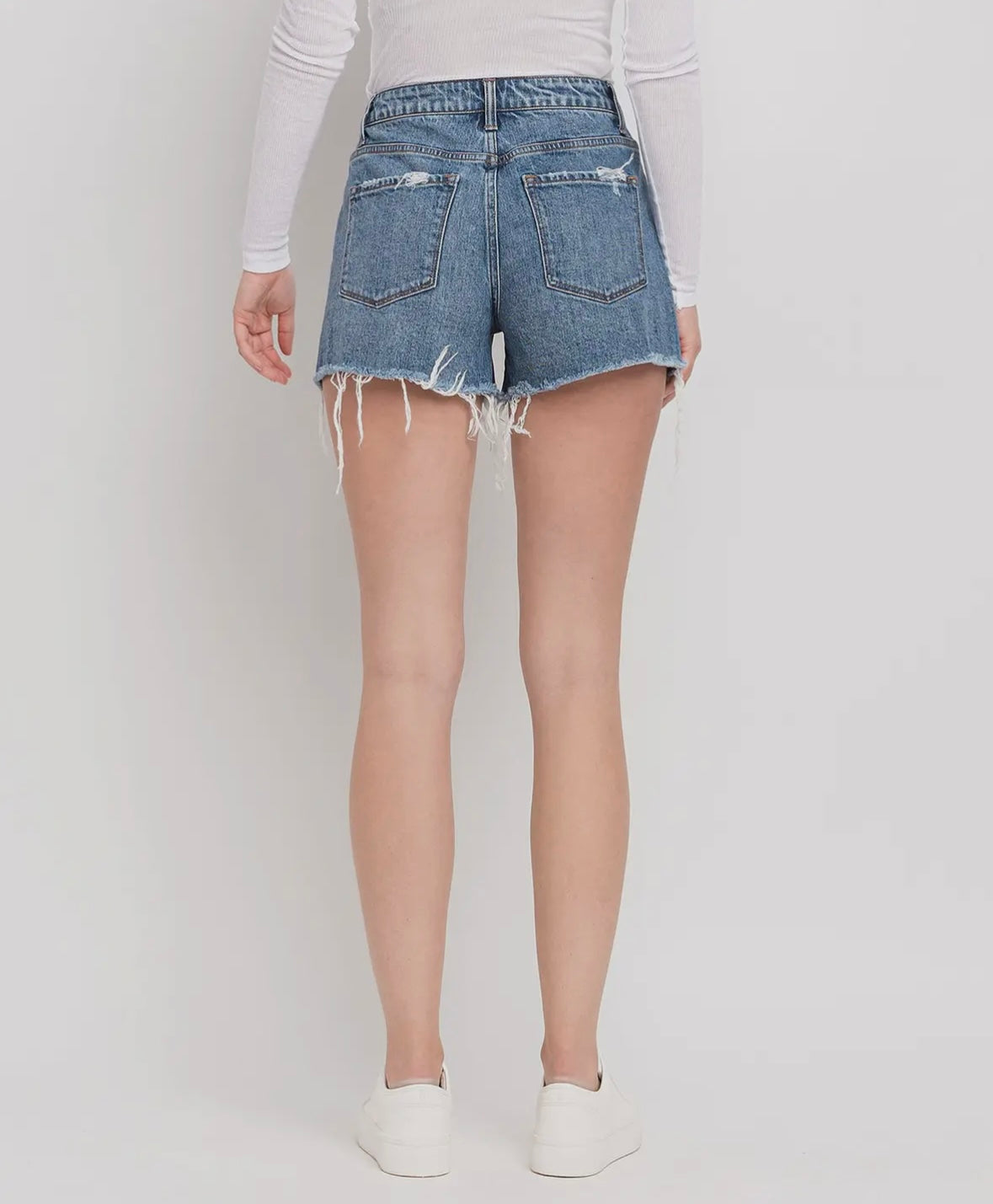 High rise denim shorts