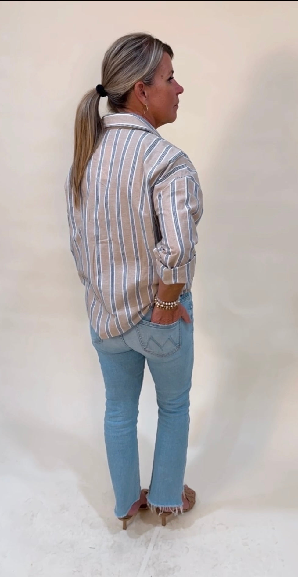 Sahara striped button up top