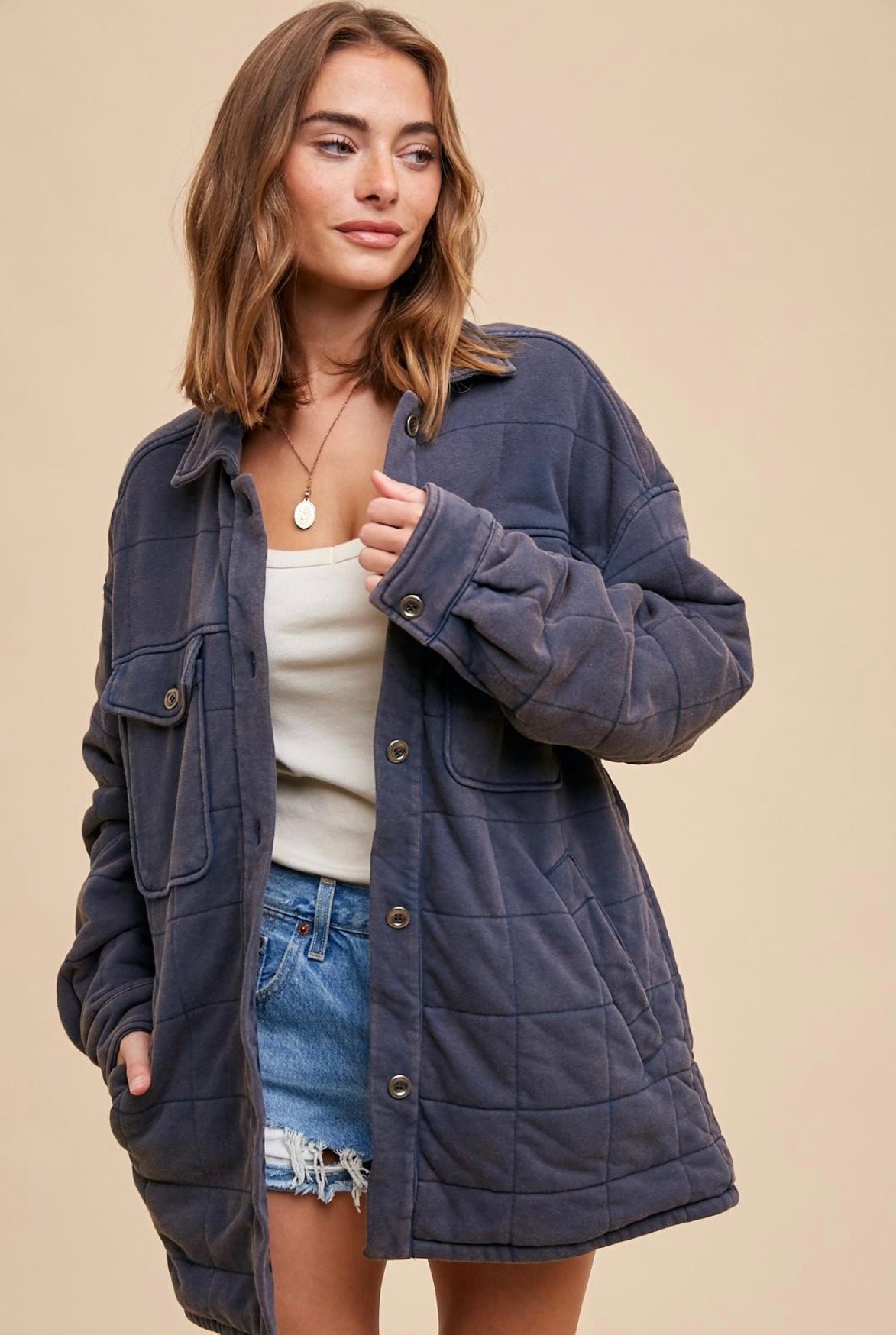 Jane navy shacket