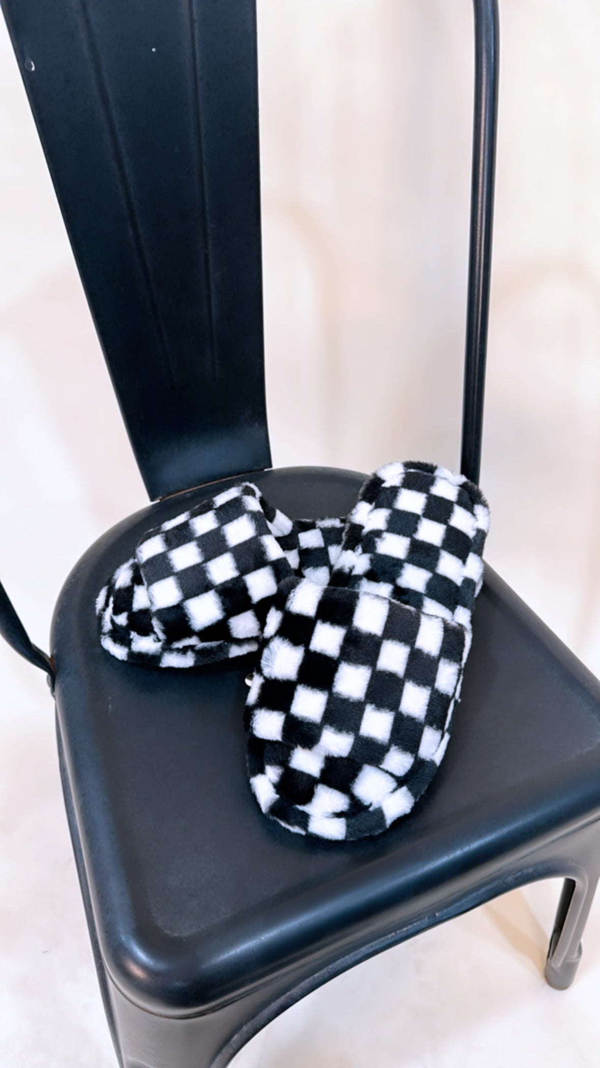 Checkered luxe slippers