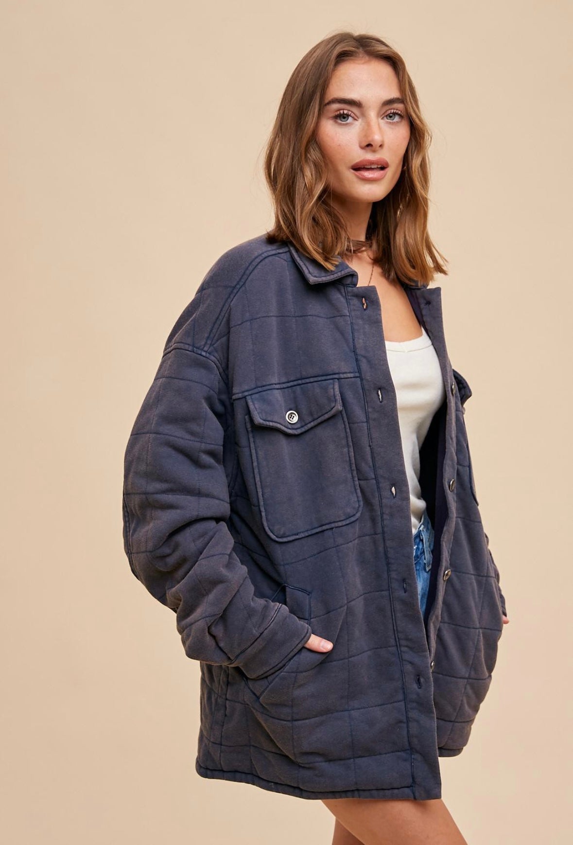 Jane navy shacket