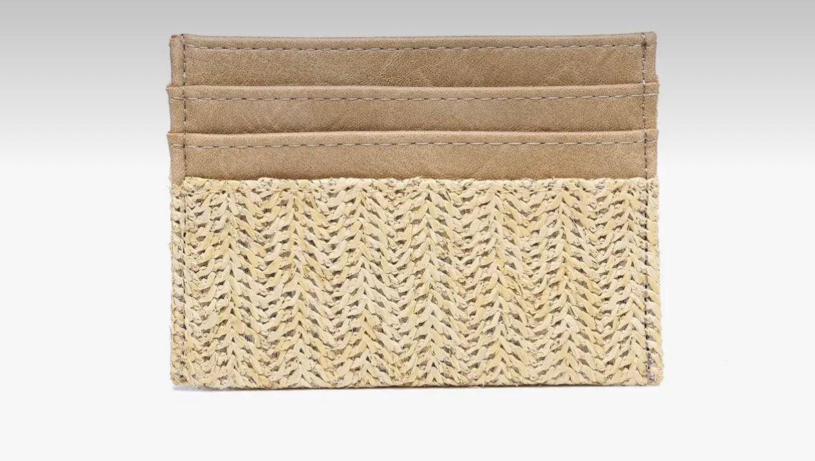 straw woven card holder