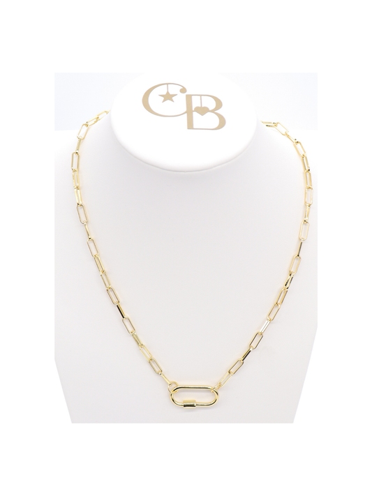 Charm bar necklace with lock