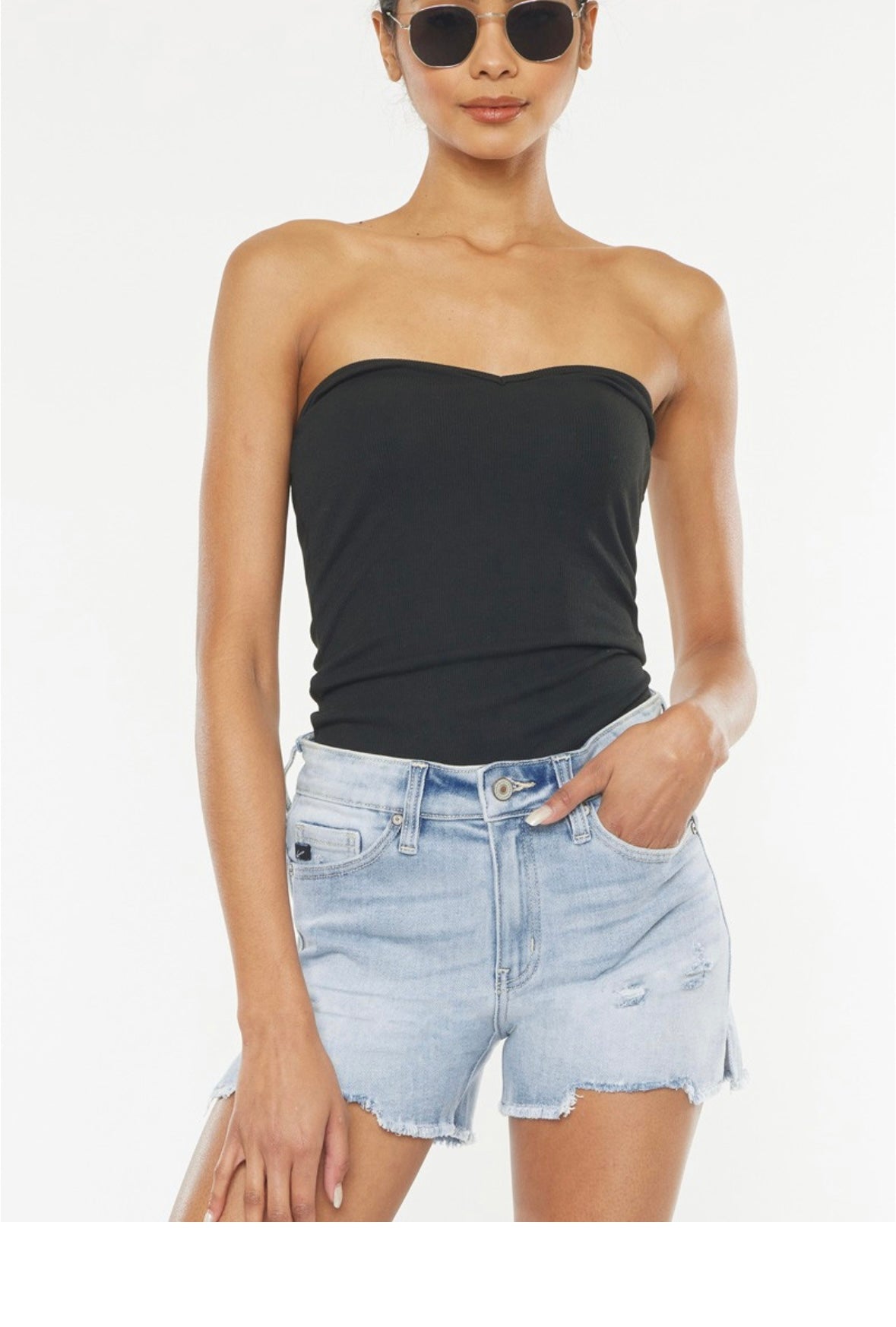 Kan Can high rise denim shorts